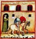 Iraq / Italy: Horse riding - for exercise and relaxation. Illustration from Ibn Butlan's Taqwim al-sihhah or 'Maintenance of Health' (Baghdad, 11th century) published in Italy as the Tacuinum Sanitatis in the 14th century