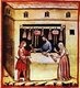 Iraq / Italy: Shop selling torches and candles. Illustration from Ibn Butlan's Taqwim al-sihhah or 'Maintenance of Health' (Baghdad, 11th century) published in Italy as the Tacuinum Sanitatis in the 14th century